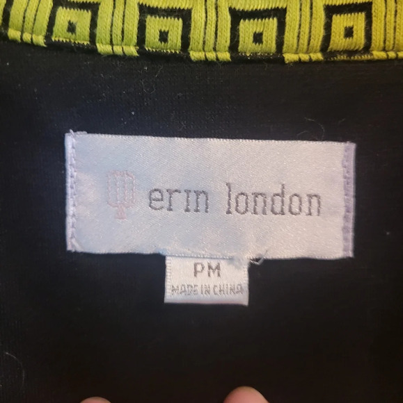 Erin London Full Zip Green Black Geometric Jacket - Picture 6 of 8
